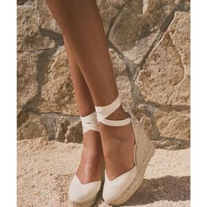 Castaner Elegant Cream Espadrille Wedges